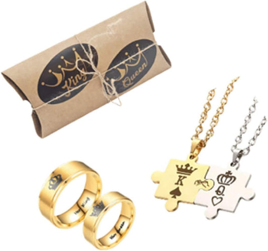 Couple Gift Set Her King, His Queen Sweater, Jewerly Set, or Handmade Soap Gifts, (Jewerly Set Ring Size 7 and 10, 8/11)
