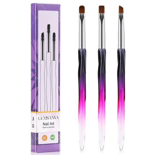 Nail Art Clean up Brushes,3Pcs Nail Brush for Cleaning Polish Mistakes on the Cu