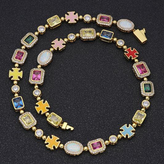 Colorful gem jewelry bracelet, women's accessory, high-end men's bracelet
