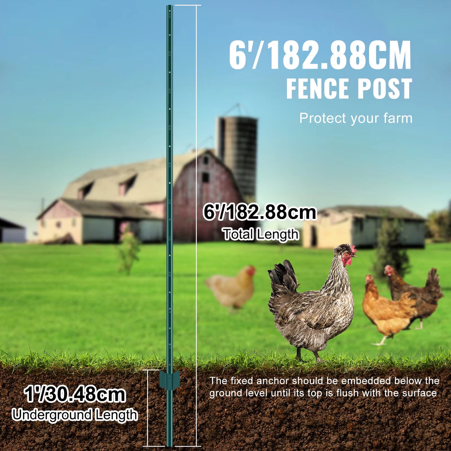 Fence Post T-Post Heavy Duty Metal Fence Post Sturdy Steel Fence Stakes for Garden Yard Lawn Farms Outdoor Wire Fencing