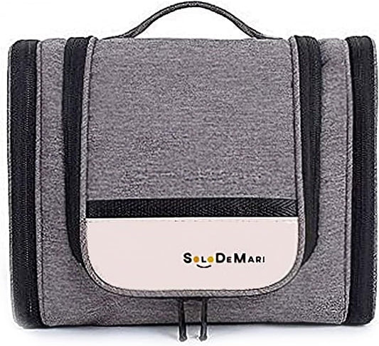 Toiletry Travel Bag with Hanging Hook, Water-Resistant TSA Makeup Organizer Cosmetic Bags for Traveling Accessories, for Men and Women, Large, Gray