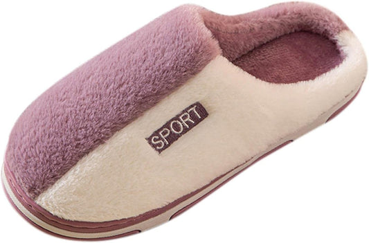 Womens Slippers Plush Lining Flat Sliders Memory Foam Fur Fuzzy anti Skid Slip on Slippers Indoor House Slippers