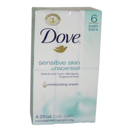 Beauty Bar More Moisturizing than Bar Soap Sensitive Skin with Gentle Cleanser for Softer Skin, Fragrance-Free, Hypoallergenic Beauty Bar 3.75 Oz, 6 Bars