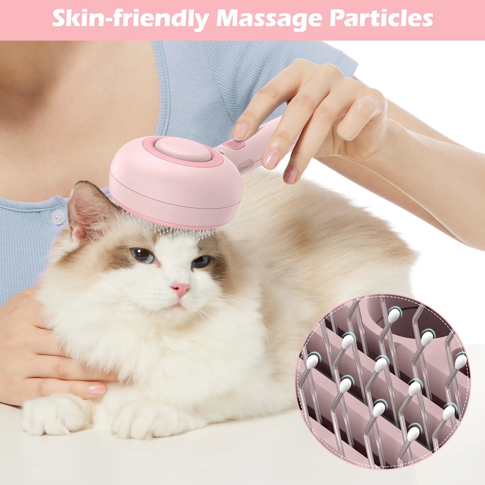 3 in 1 Cat Steam Brush, One-Click Hair Removal Brush with Steam for Cats and Dogs