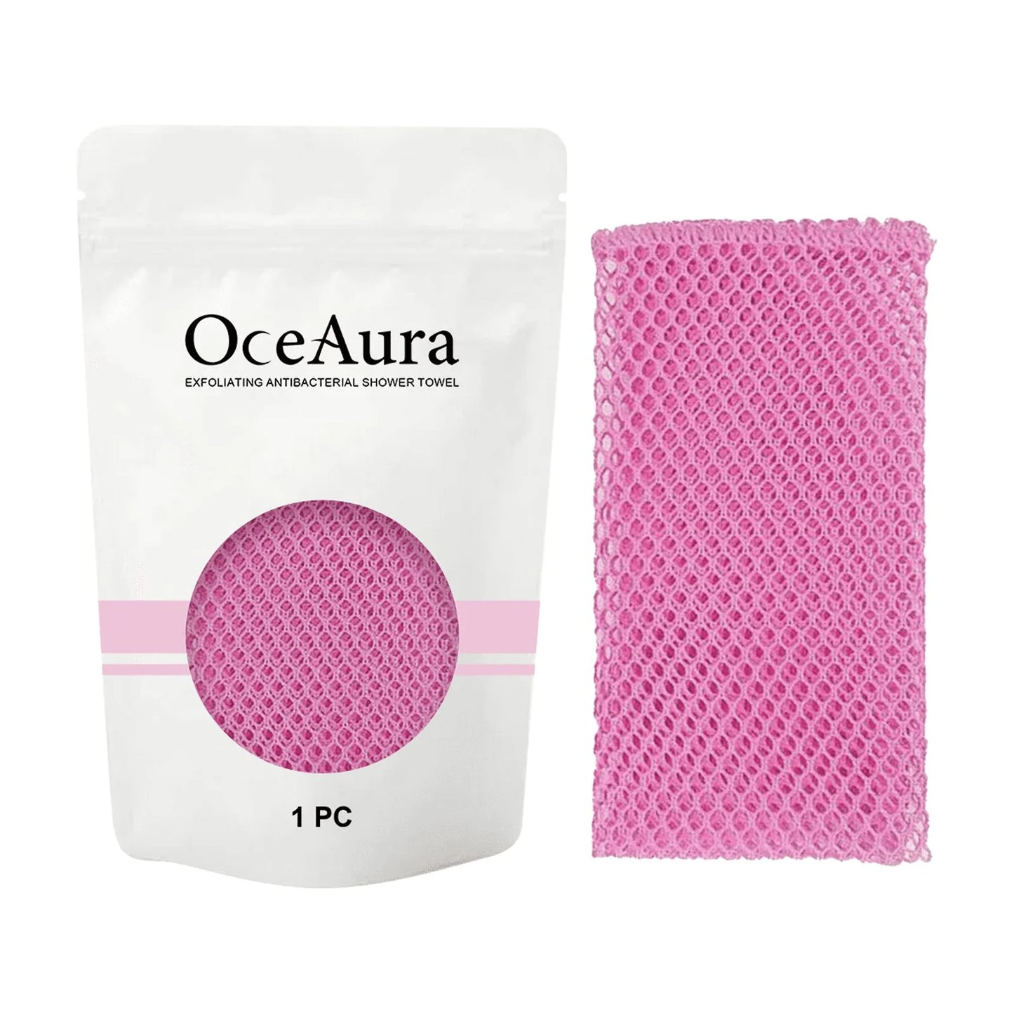 Exfoliating Back Scrubber Bath Gloves, Exfoliating Shower Towel for Body Scrub, Back Cleaner Wash Gloves to Remove Dead Skin (Pink)