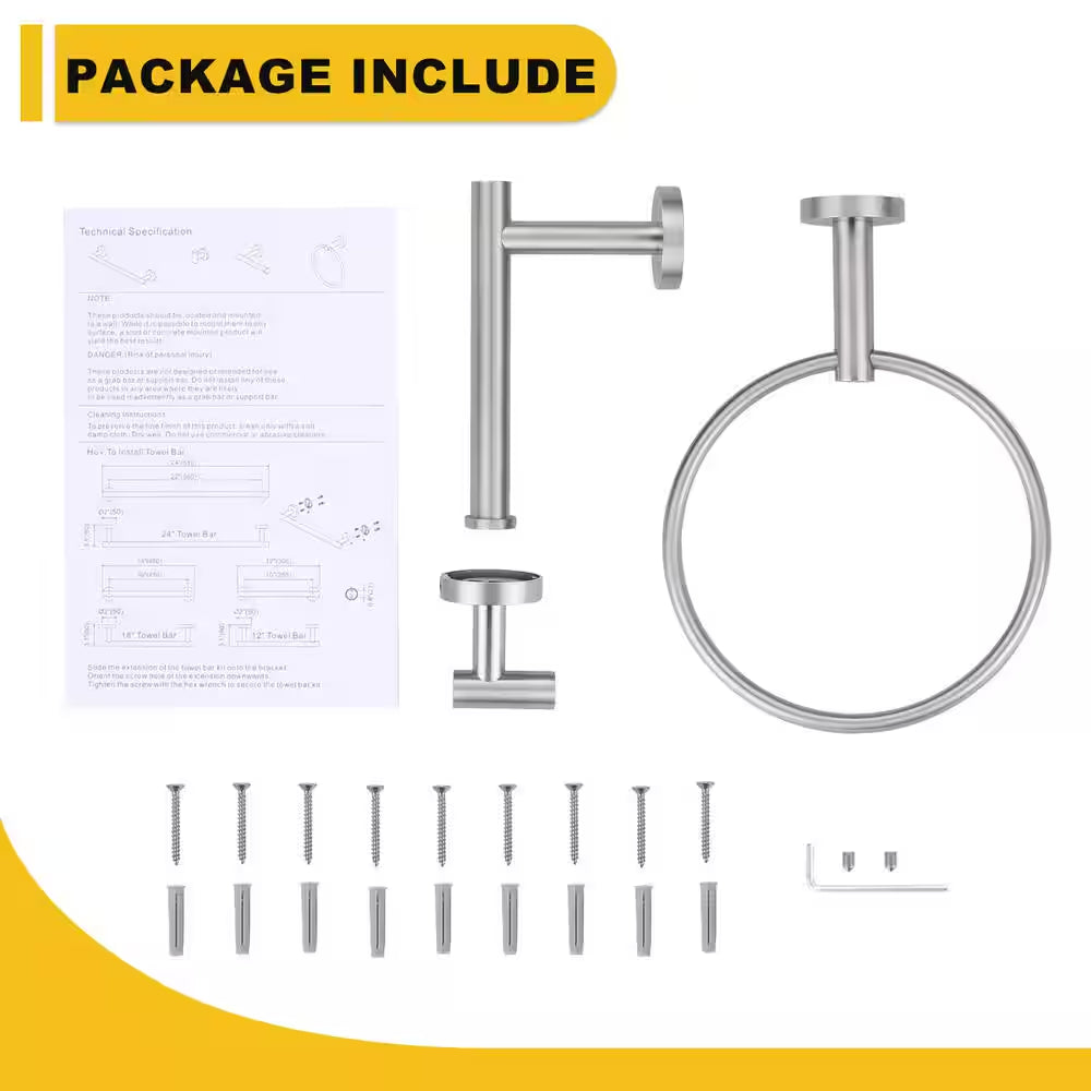 3-Piece Bath Hardware Set with Mounting Hardware in Brushed Nickel