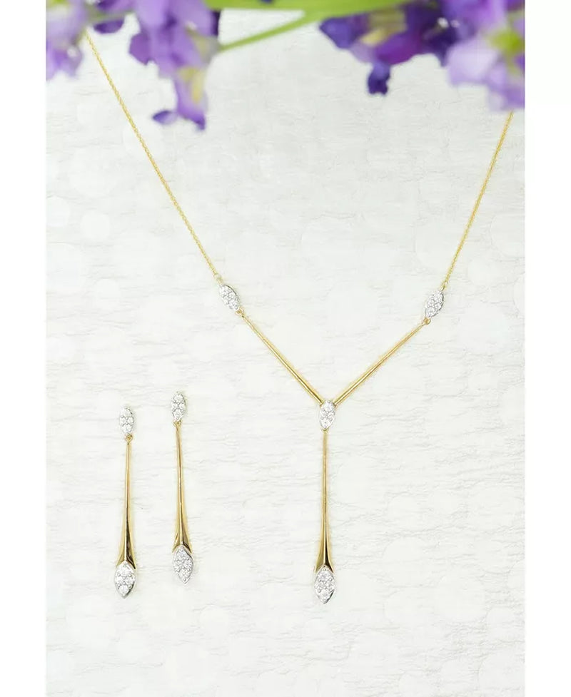Diamond Cluster Elongated Lariat Necklace (1/2 Ct. T.W.) in 14K Gold, 16" + 2" Extender, Created for Macy'S