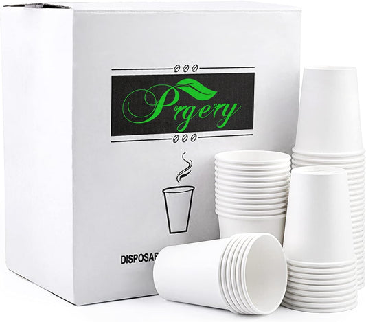 [150 Pack] Paper Cups 8 Oz, Disposable Paper Coffee Cup, Hot or Cold Beverage Drinking Paper Cups, Paper Cups for Party, Picnic, BBQ, Travel, and Event(White)