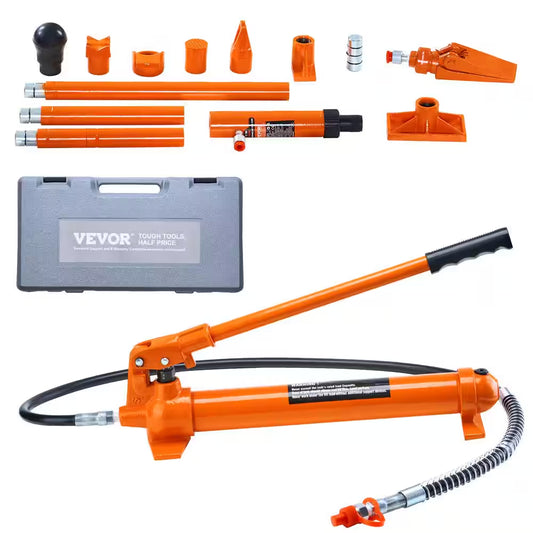 12 Ton Porta Power Kit Portable Hydraulic Jack with 4.6 Ft. Oil Hose, Auto Body Frame Repair Kit 24000Lb Weight Capacity