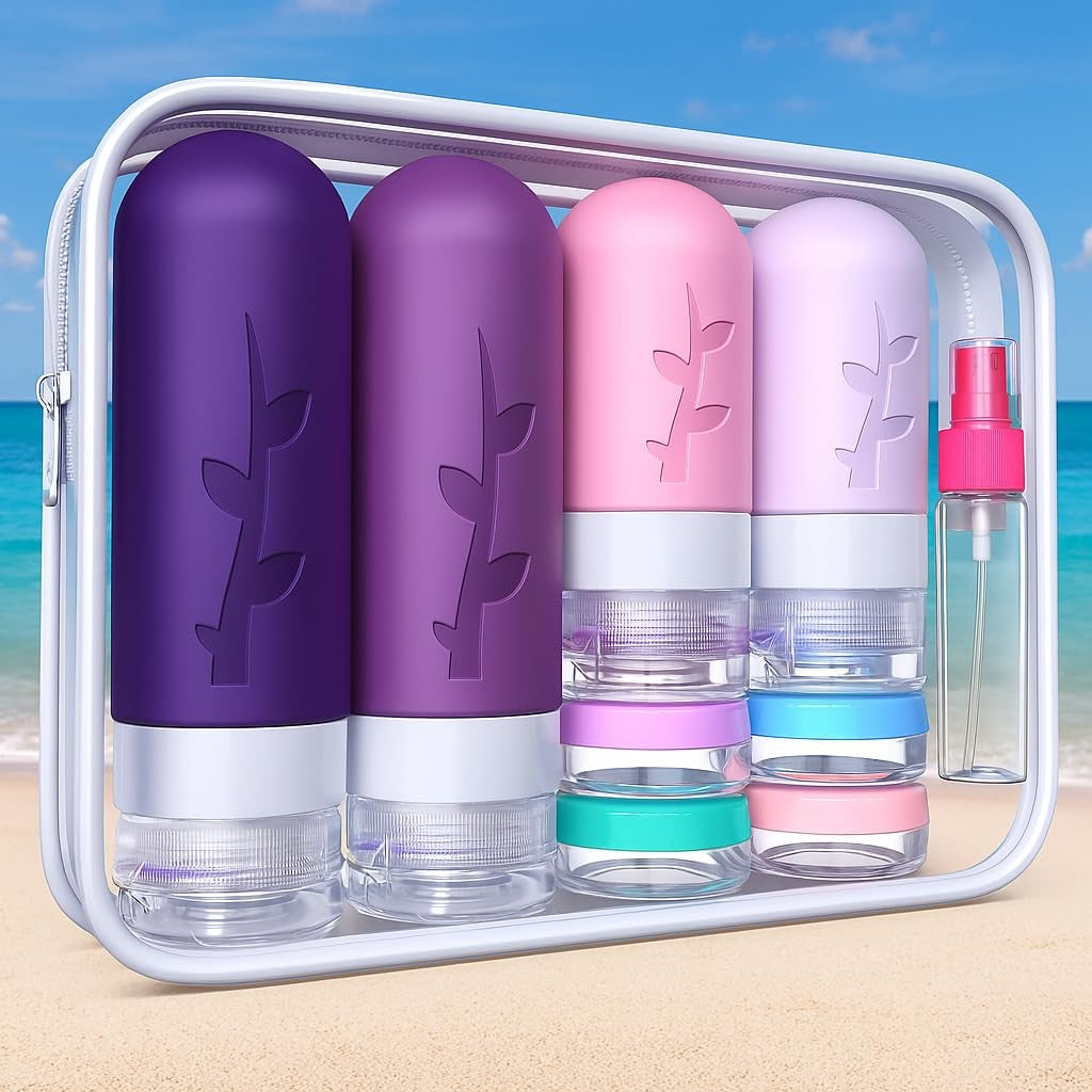 Travel Containers for Toiletries - Leak Proof Silicone Bottles, Refillable