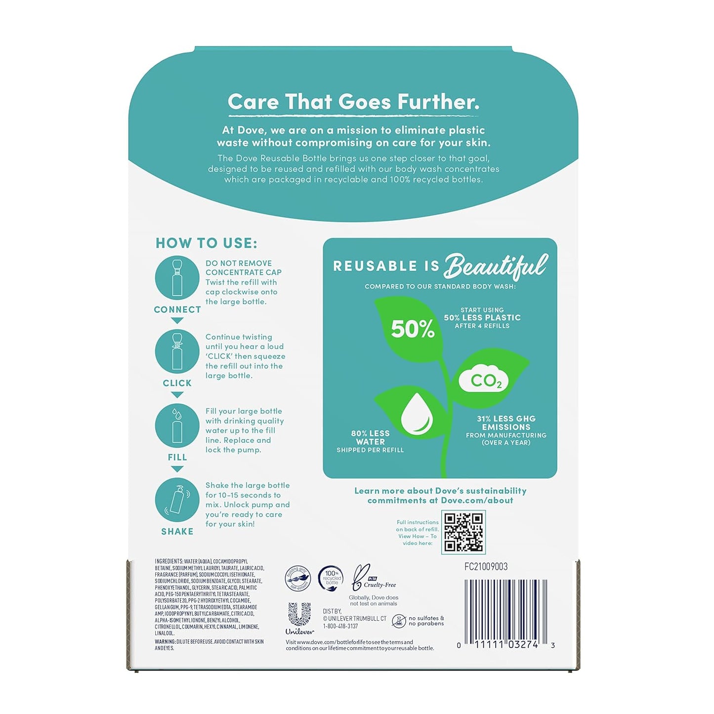 Concentrate Refill and 100 Percent Recycled Reusable Bottle for Instantly Soft Skin Daily Moisture Starter Kit for Lasting Nourishment Body Care 4 Fl Oz (Makes 16 Fl Oz)