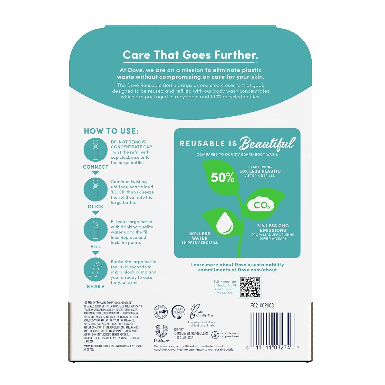Concentrate Refill and 100 Percent Recycled Reusable Bottle for Instantly Soft Skin Daily Moisture Starter Kit for Lasting Nourishment Body Care 4 Fl Oz (Makes 16 Fl Oz)