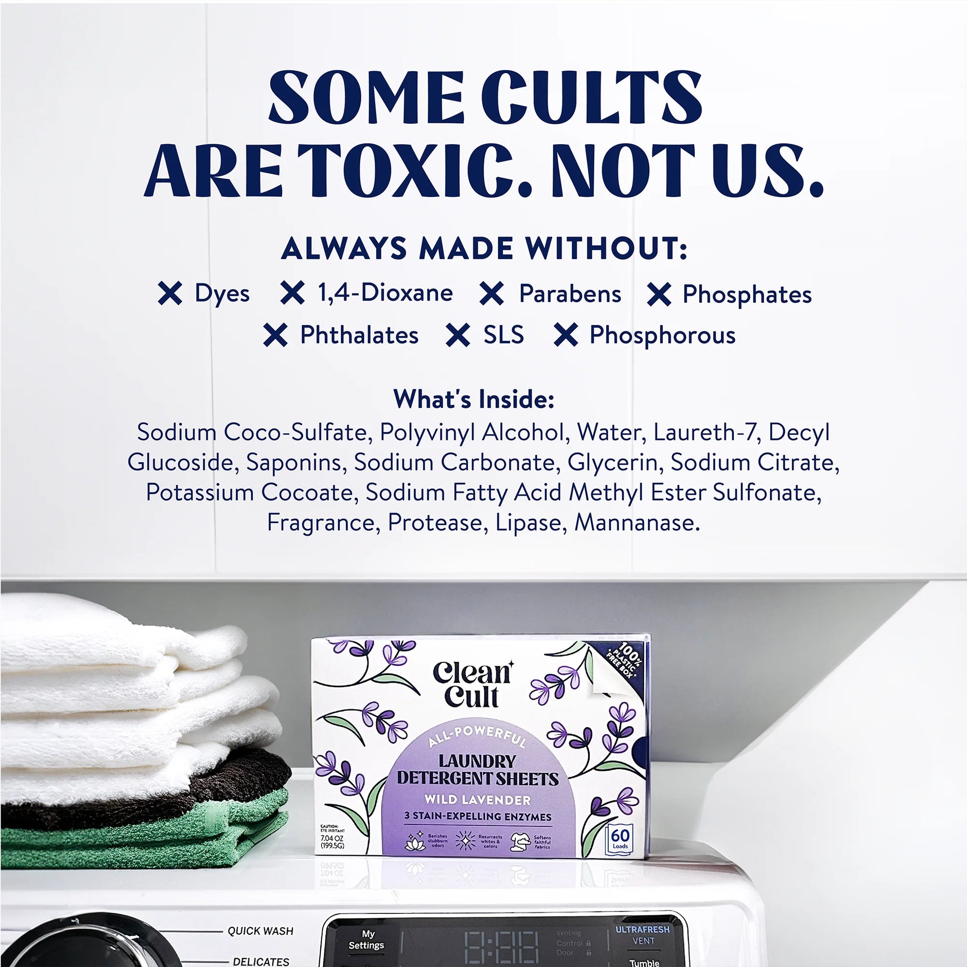 Laundry Detergent Sheets, Wild Lavender Scent, 60 Count