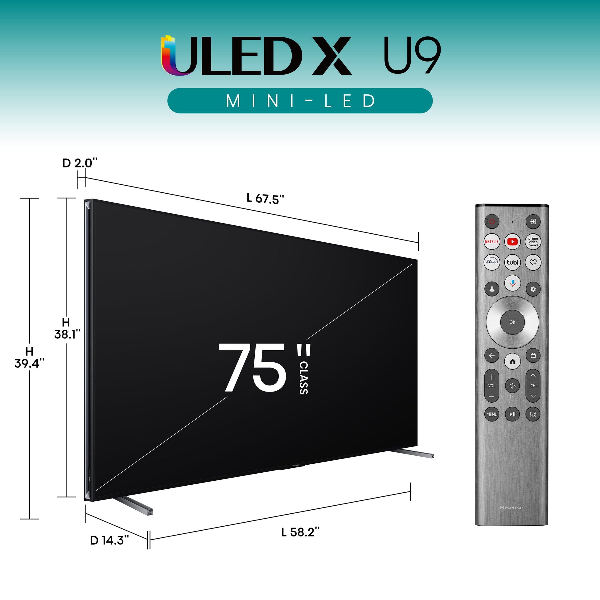 75-Inch Class U9 Series Mini-Led ULED 4K UHD Google Smart TV (75U9N, 2024 Model) - QLED, Native 144Hz, Full Array Local Dimming, Game Mode Pro, Alexa Compatibility, 480 Motion Rate