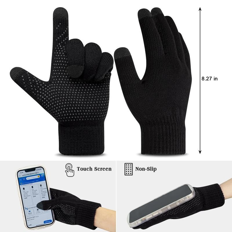 3 Pack Mens Hats and Scarf Set Soft Casual Winter Gloves Beanie Hats for Women