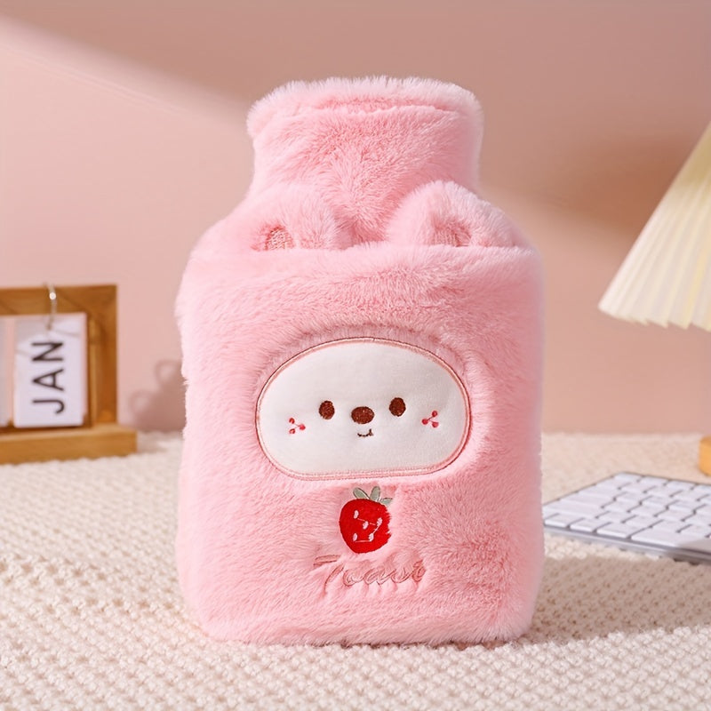 [Quick-Heating Cartoon Plush Bottle] 1000ml Portable Quick-Heating Cute Cartoon Animal Plush Hot Water Bottle - Long-Lasting Insulation, Removable PVC Liner for Cozy Bed Warmth, Hands & Feet Comfort - Fragrance-Free