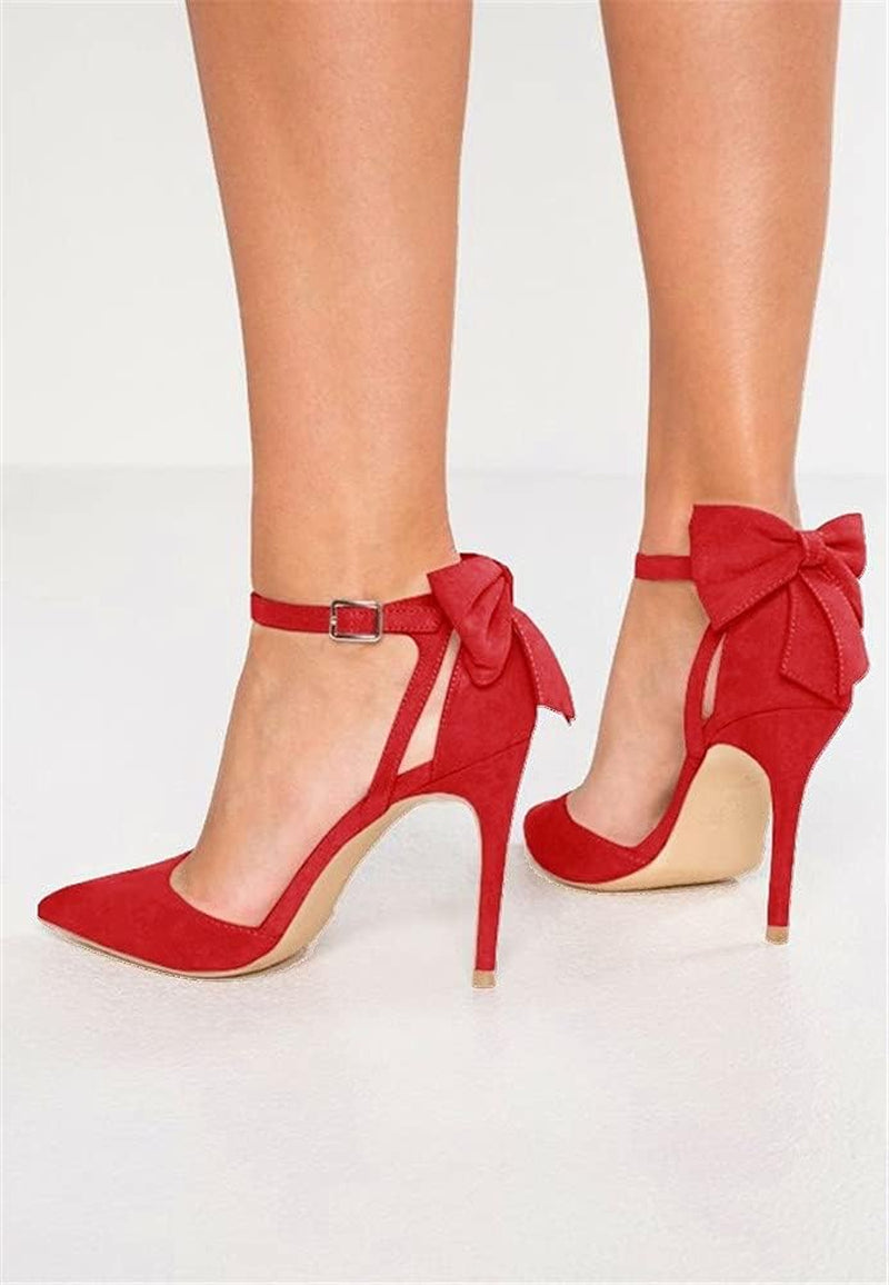 Womens High Heels Bow Tie Back Sexy Stiletto Ankle Strap Wedding Dress Pumps Shoes