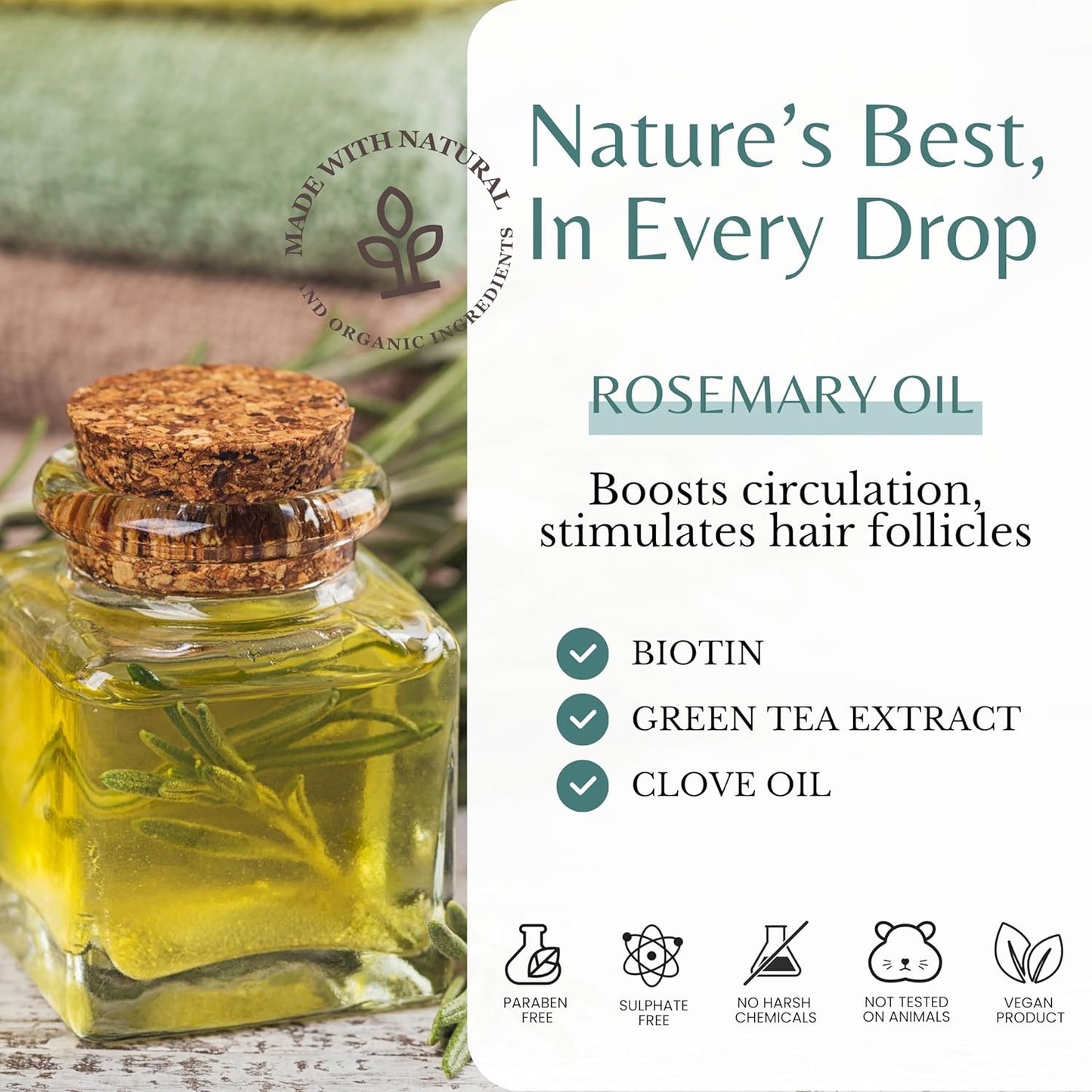 Rosemary Oil Shampoo & Conditioner Set with Biotin for Thinning Hair & Anti-Hair