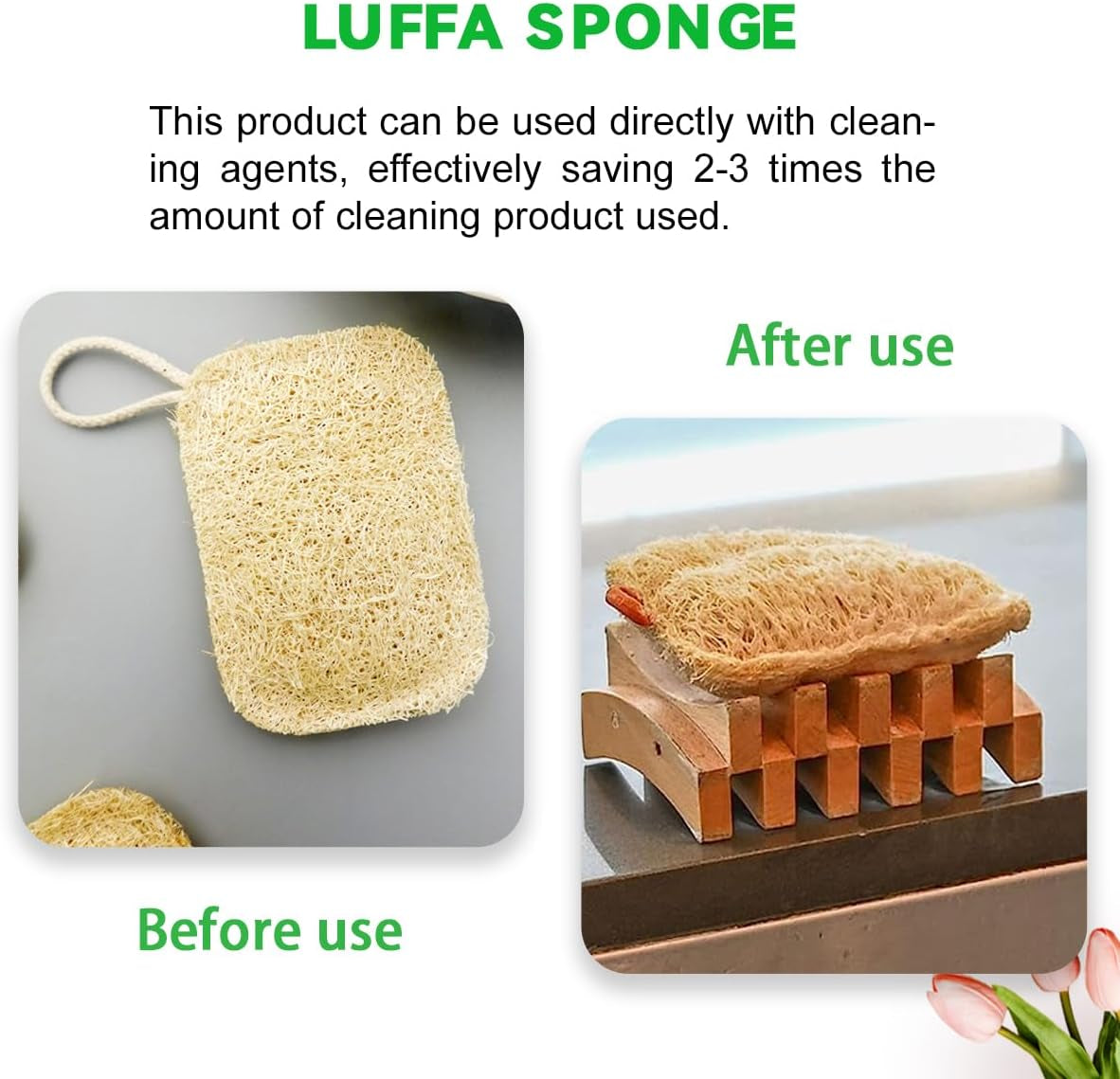 Natural Loofah Sponge Exfoliating Body Scrubber (3 Pack), Shower Scrub, Remove Dead Skin, Durable, Beige