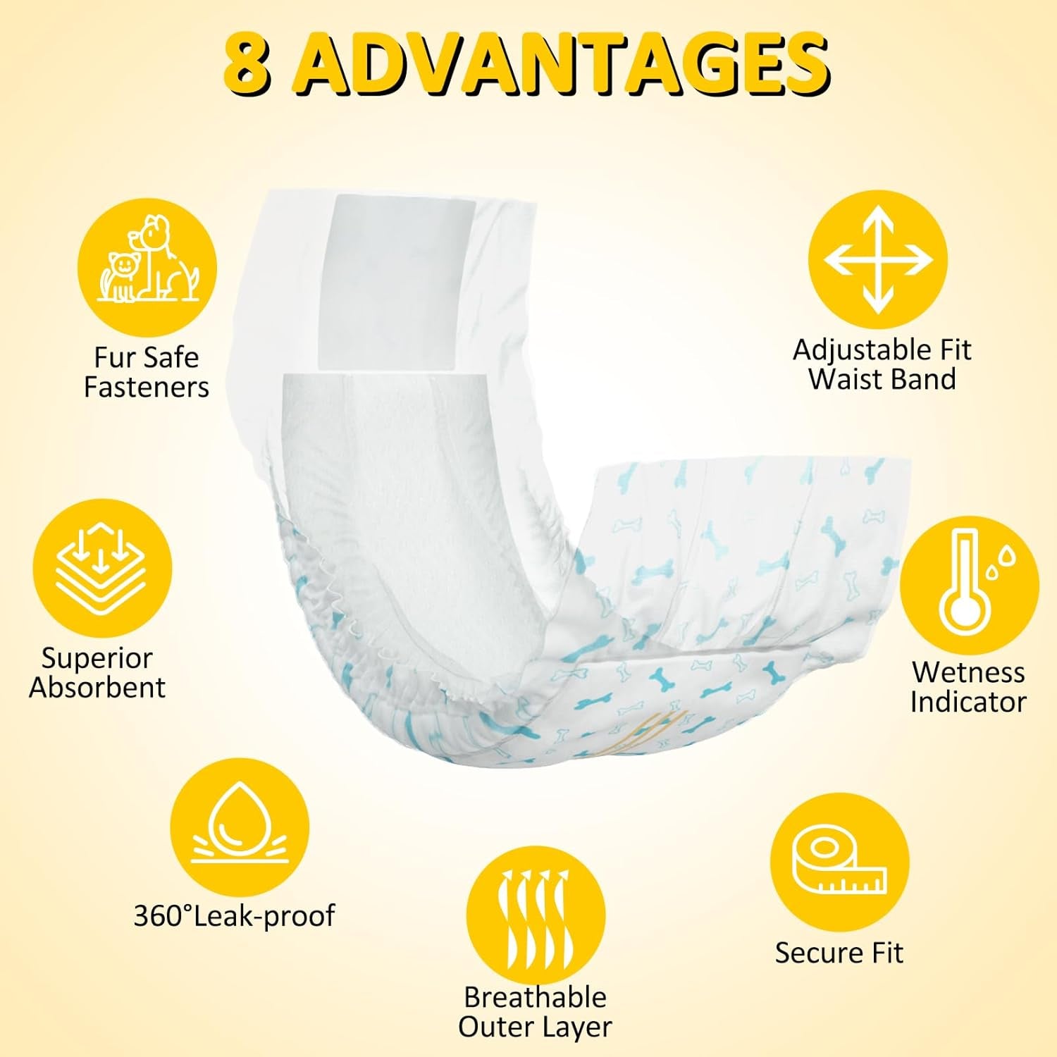 Disposable Dog Diapers (14-56Pcs), Dog Wraps for Male Dogs with Wetness Indicator, Super Absorbent Doggy Diapers for Small Dogs