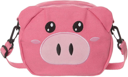 Cute Grils Crossbody Bags Lovely Pig Mini Canvas Shoulder Bags for Little Girls Teens (Rose Pink1)
