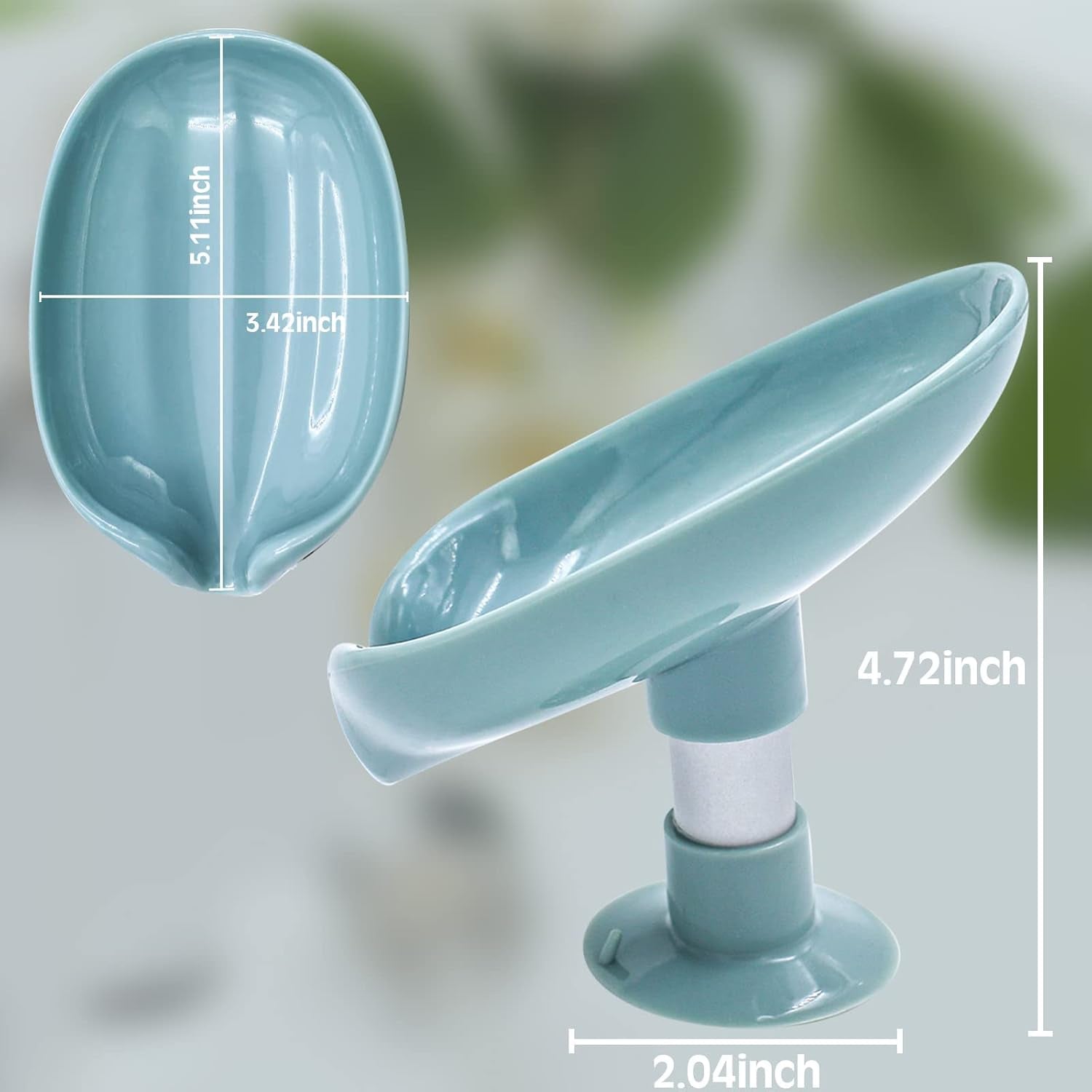 1Pcs Suction Upgrade Self-Drain Soap Holder with Soap Bag, Leaf-Shape Soap Dish with Suction Cup Not Punched Bar Soap Holder Soap Saver Detachable Soap Box for Shower Bathroom Kitchen Sink