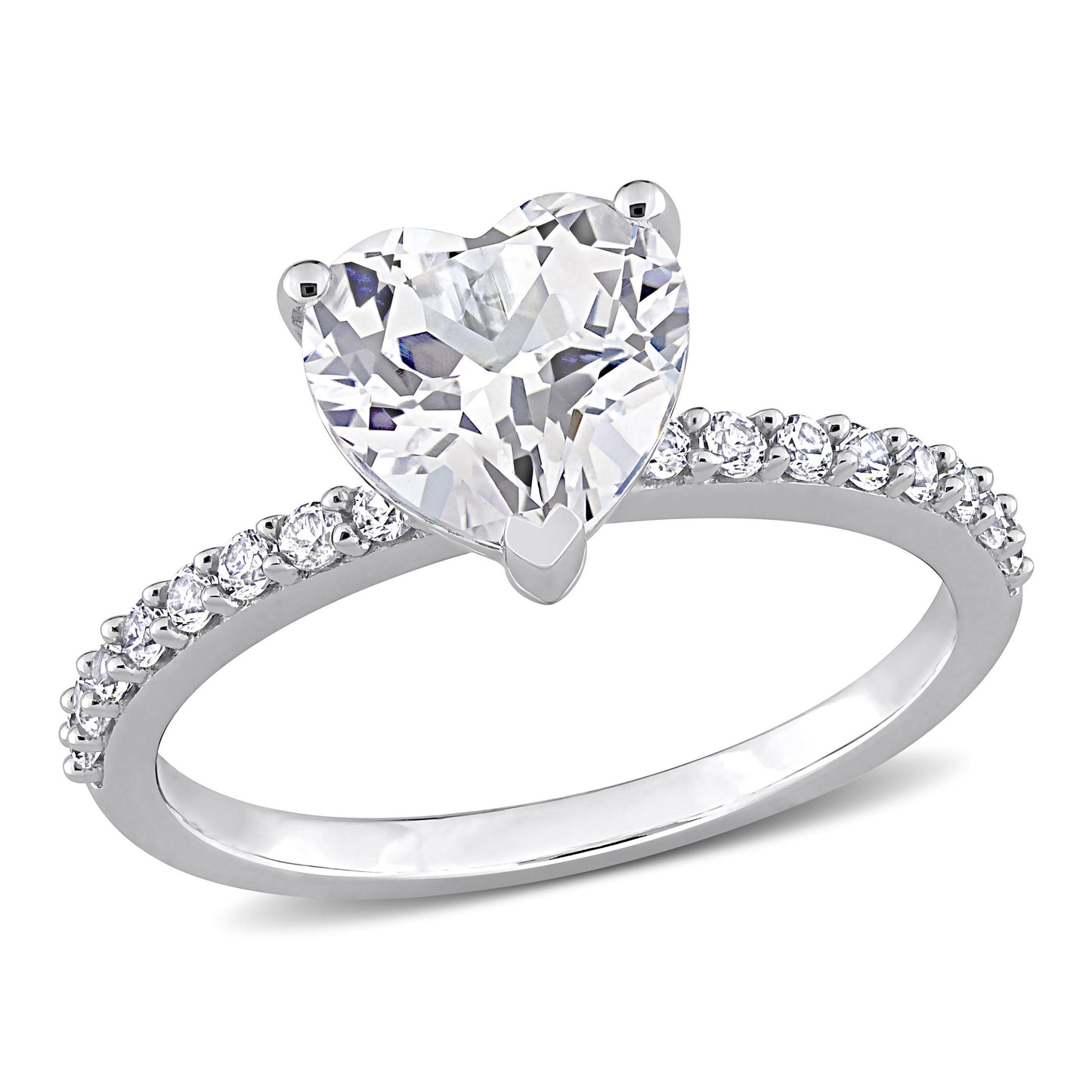 Women'S Created White Sapphire Engagement Ring in 10K White Gold