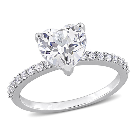 Women'S Created White Sapphire Engagement Ring in 10K White Gold