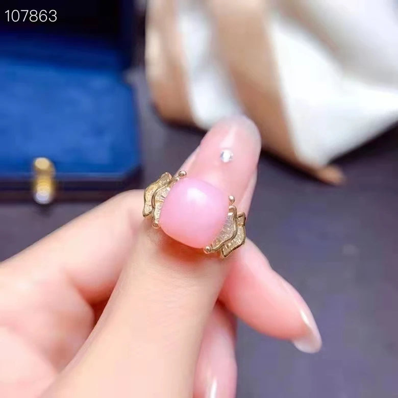 Natural Opal Gemstone Women's Ring Anillos Mujer Jewelry s925 Silver Inlay Adjustable Size Pink Girlfriend Christmas Gift