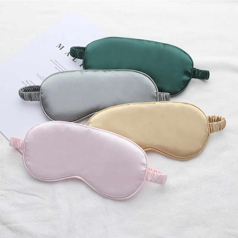 Silk Sleeping Eye Mask with Carrying Pouch Bag Travel Sleep Eyeshade For Women Man Nap Cover Comfortable Eye Patch Help Rest