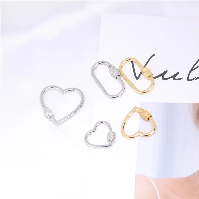DIY Jewelry Making Popular Hanging Chain Lock Hook Spiral Clasps Necklace Bracelets Handmade Supplies New Heart Shaped Charms