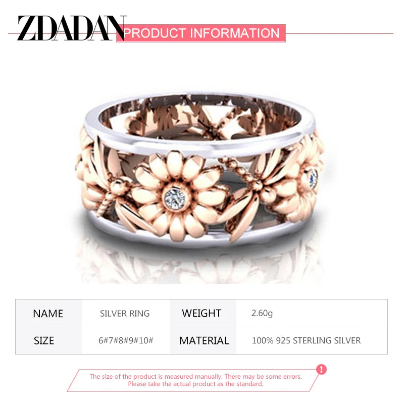 Silver Ring with Sunflower Crystals (Size 6-10) (Free Shipping) 💝🌹💖✨