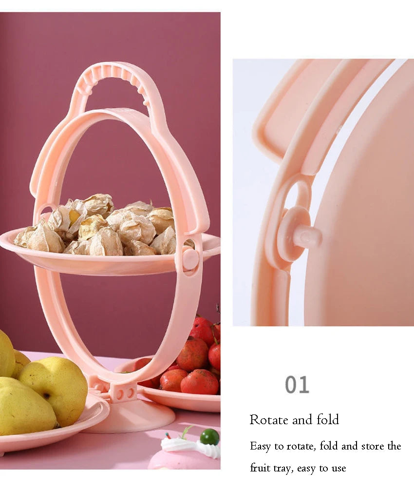 Creative Double Layer Folding Fruit Tray Desserts Plate Living Room Tea Table Snack Plates Cookies Dish Dry Fruits Nuts Trays