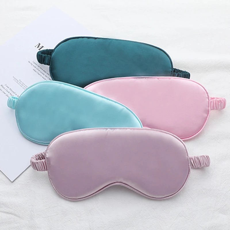 Silk Sleeping Eye Mask with Carrying Pouch Bag Travel Sleep Eyeshade For Women Man Nap Cover Comfortable Eye Patch Help Rest