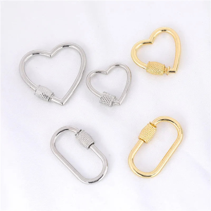DIY Jewelry Making Popular Hanging Chain Lock Hook Spiral Clasps Necklace Bracelets Handmade Supplies New Heart Shaped Charms