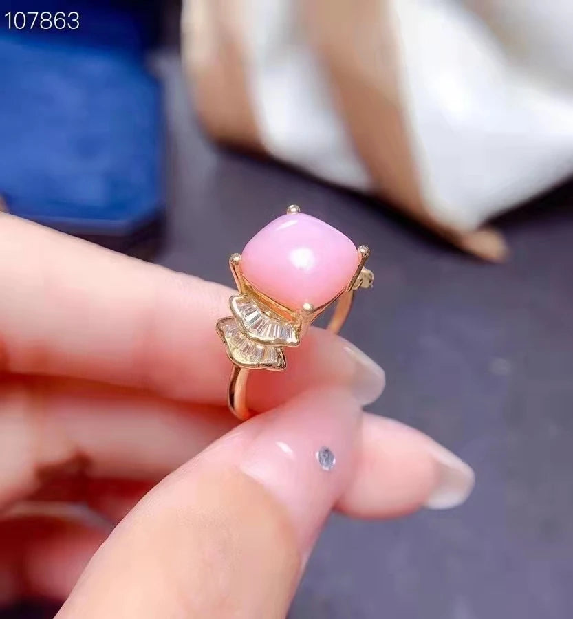 Natural Opal Gemstone Women's Ring Anillos Mujer Jewelry s925 Silver Inlay Adjustable Size Pink Girlfriend Christmas Gift
