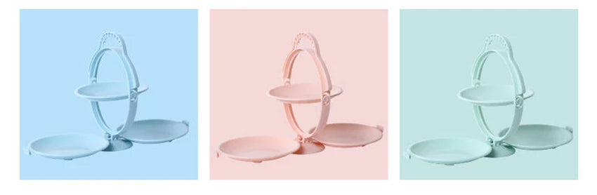 Creative Double Layer Folding Fruit Tray Desserts Plate Living Room Tea Table Snack Plates Cookies Dish Dry Fruits Nuts Trays