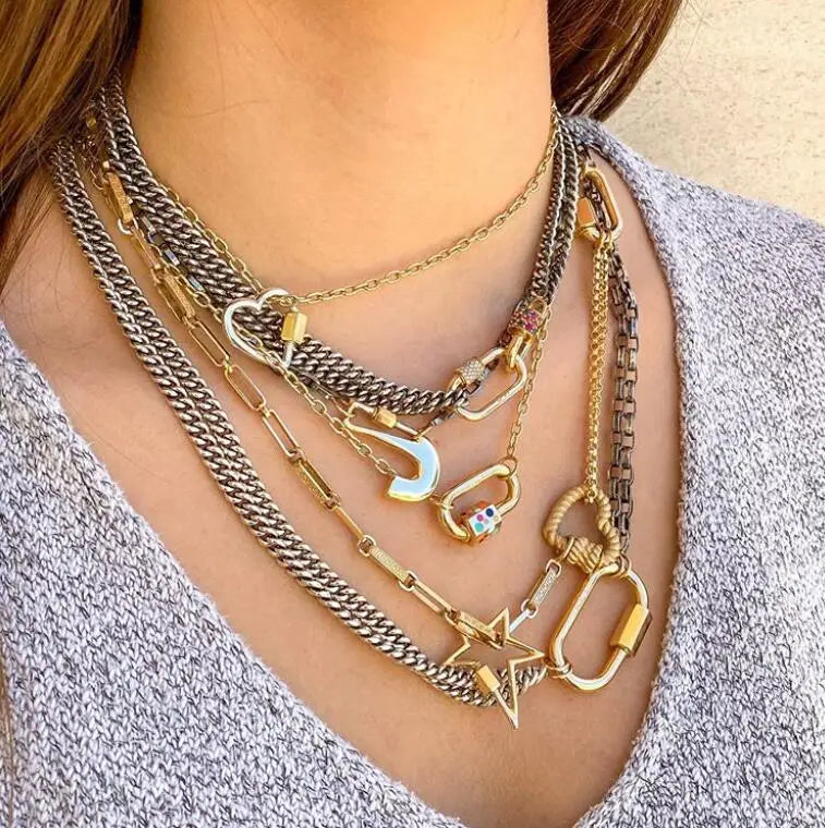 DIY Jewelry Making Popular Hanging Chain Lock Hook Spiral Clasps Necklace Bracelets Handmade Supplies New Heart Shaped Charms