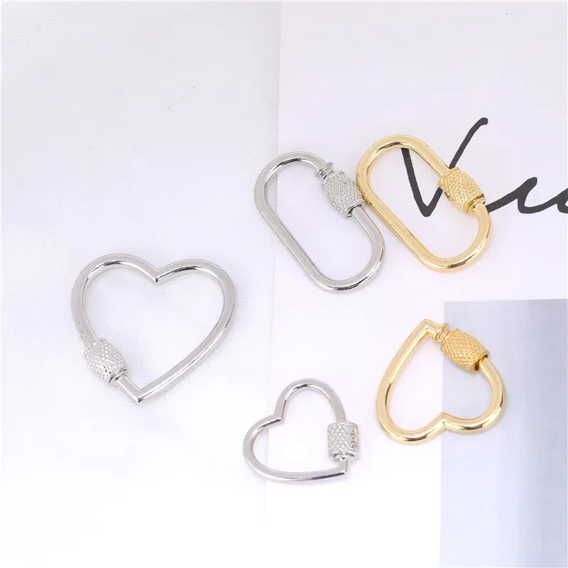 DIY Jewelry Making Popular Hanging Chain Lock Hook Spiral Clasps Necklace Bracelets Handmade Supplies New Heart Shaped Charms
