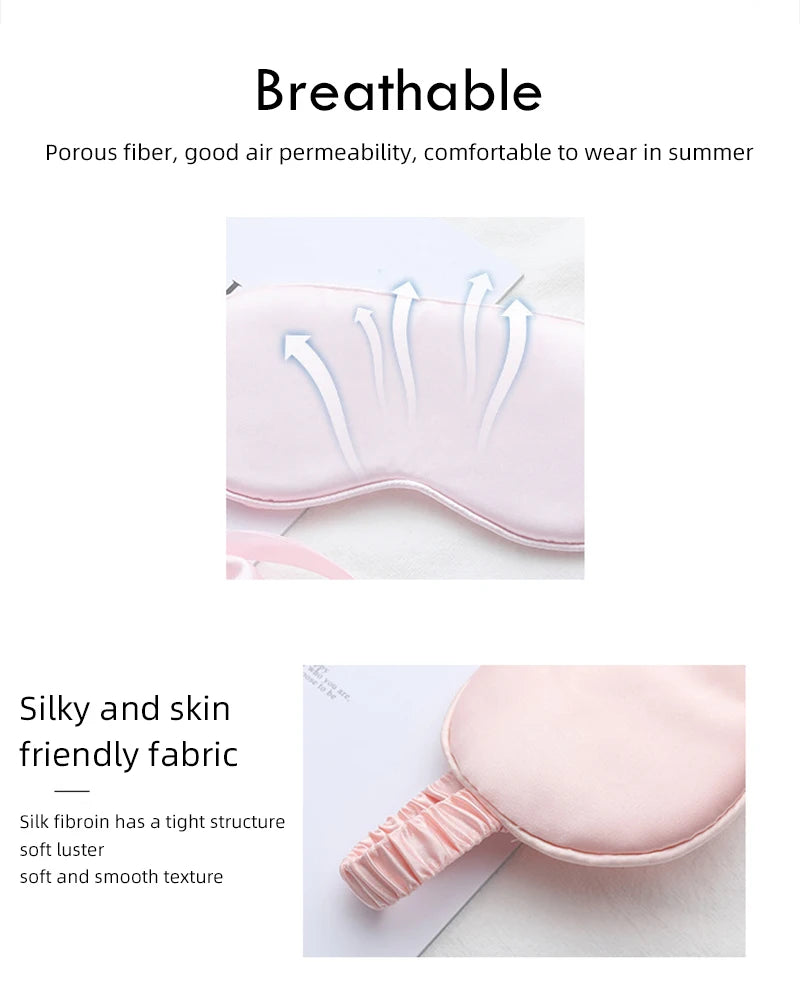 Silk Sleeping Eye Mask with Carrying Pouch Bag Travel Sleep Eyeshade For Women Man Nap Cover Comfortable Eye Patch Help Rest