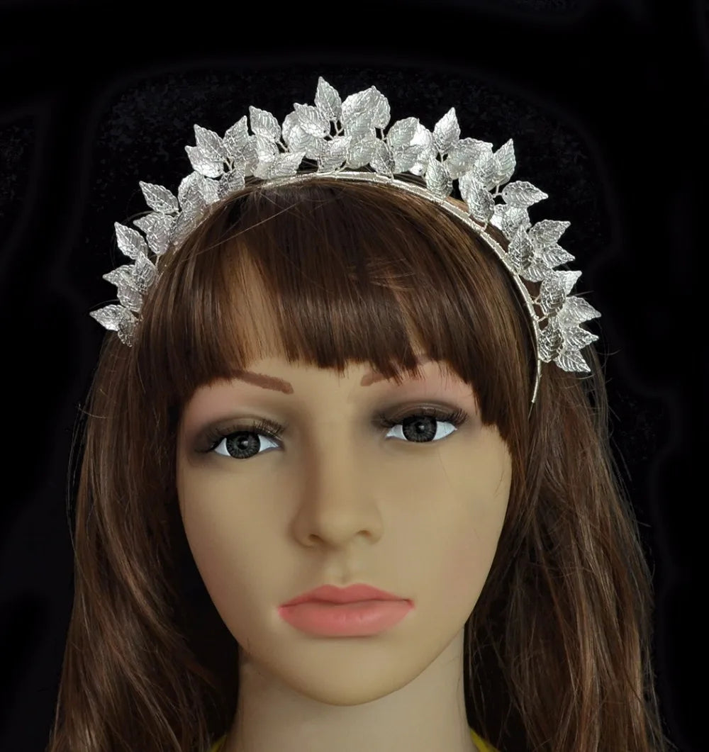 Baroque Leaf Hair Accessories Metal Tiaras Crowns Hairbands Wedding Headdress Bridal Greek Forehead Hair Jewelry