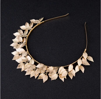 Baroque Leaf Hair Accessories Metal Tiaras Crowns Hairbands Wedding Headdress Bridal Greek Forehead Hair Jewelry