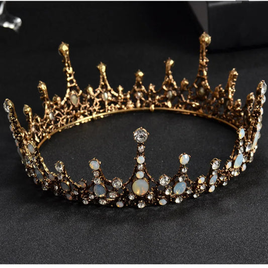 DIEZI  Baroque Vintage Crystal Wedding Bridal Tiaras Hairband Headpiece Black Princess Pageant Crown Bridal Hair Accessories