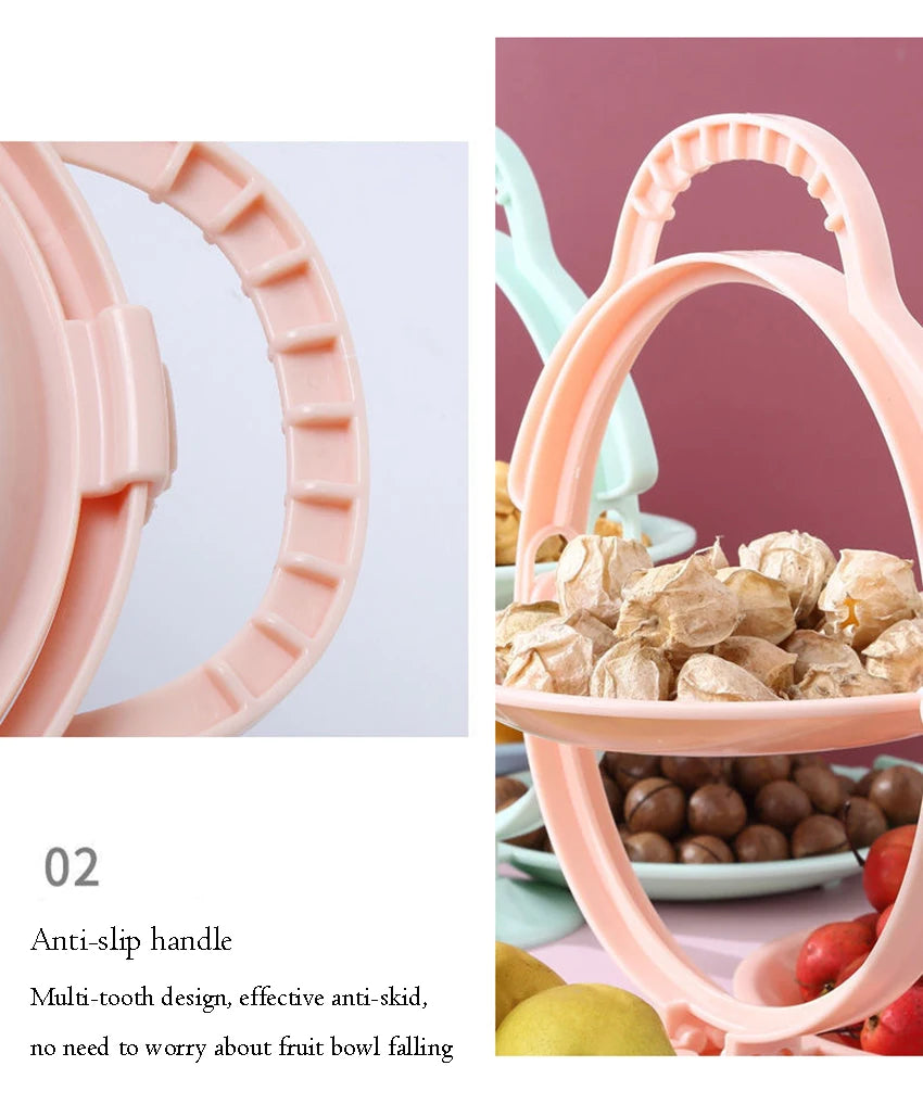 Creative Double Layer Folding Fruit Tray Desserts Plate Living Room Tea Table Snack Plates Cookies Dish Dry Fruits Nuts Trays