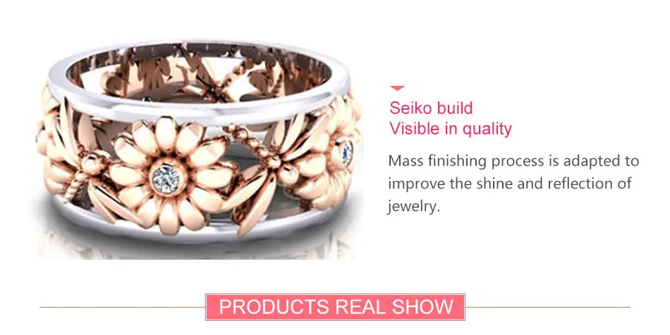 Silver Ring with Sunflower Crystals (Size 6-10) (Free Shipping) 💝🌹💖✨