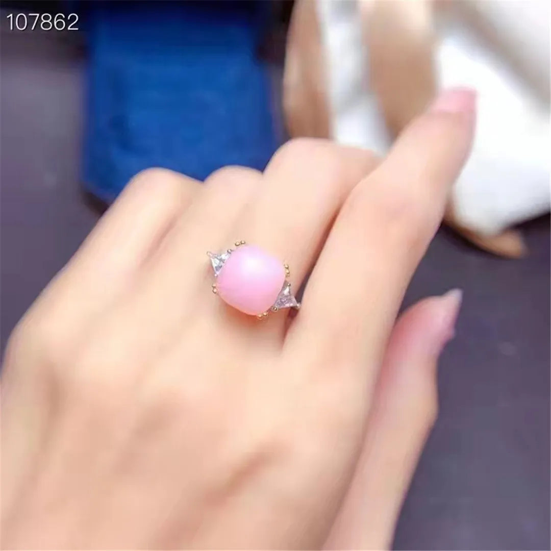 Natural Opal Gemstone Women's Ring Anillos Mujer Jewelry s925 Silver Inlay Adjustable Size Pink Girlfriend Christmas Gift