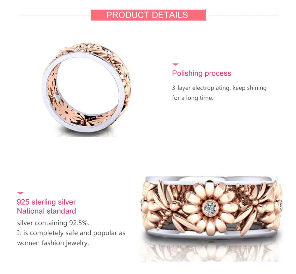 Silver Ring with Sunflower Crystals (Size 6-10) (Free Shipping) 💝🌹💖✨