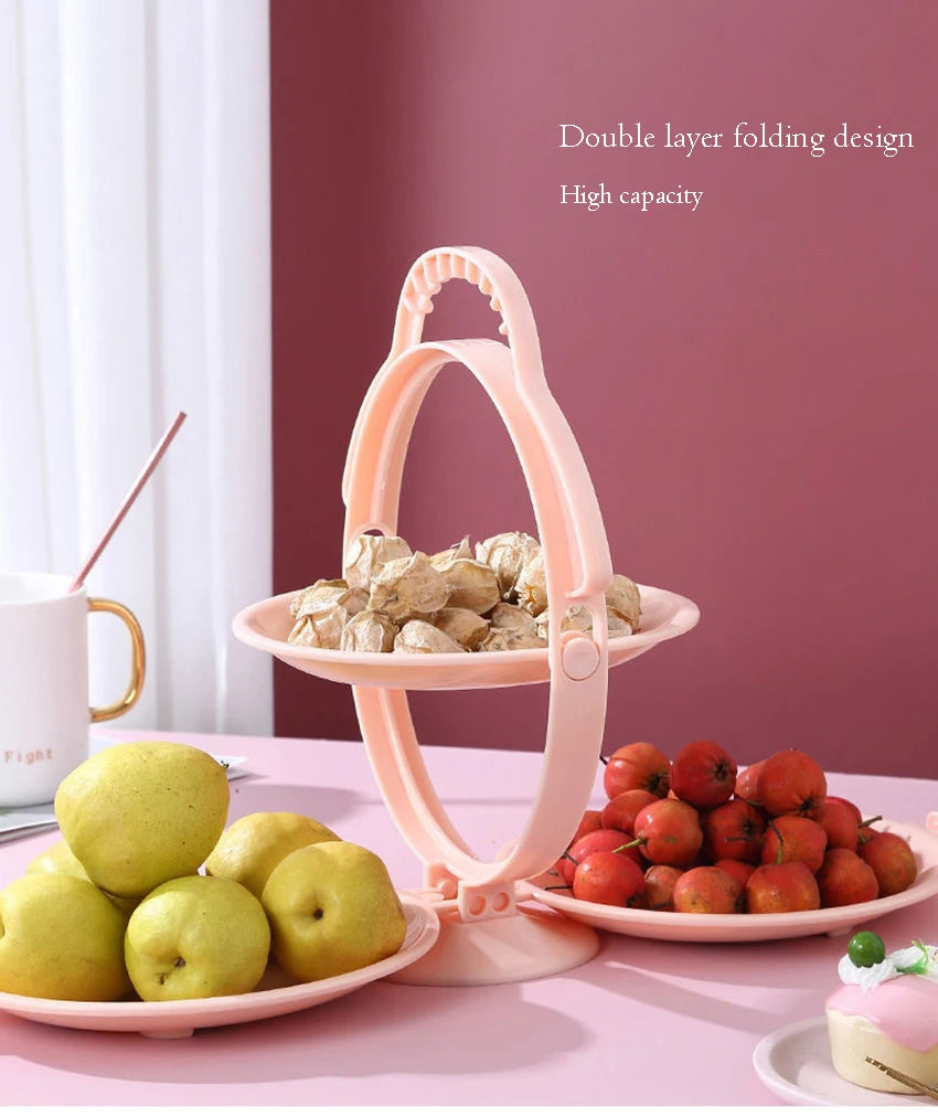 Creative Double Layer Folding Fruit Tray Desserts Plate Living Room Tea Table Snack Plates Cookies Dish Dry Fruits Nuts Trays