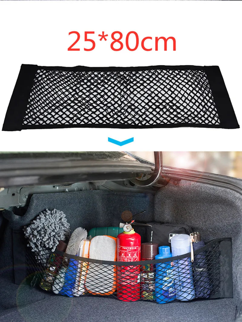 Trunk Storage Net, Universal Car Nylon Cargo Storage Netting Wall Sticker Add on Storage Pouch Bag for Tissues/Bottles/Groceries