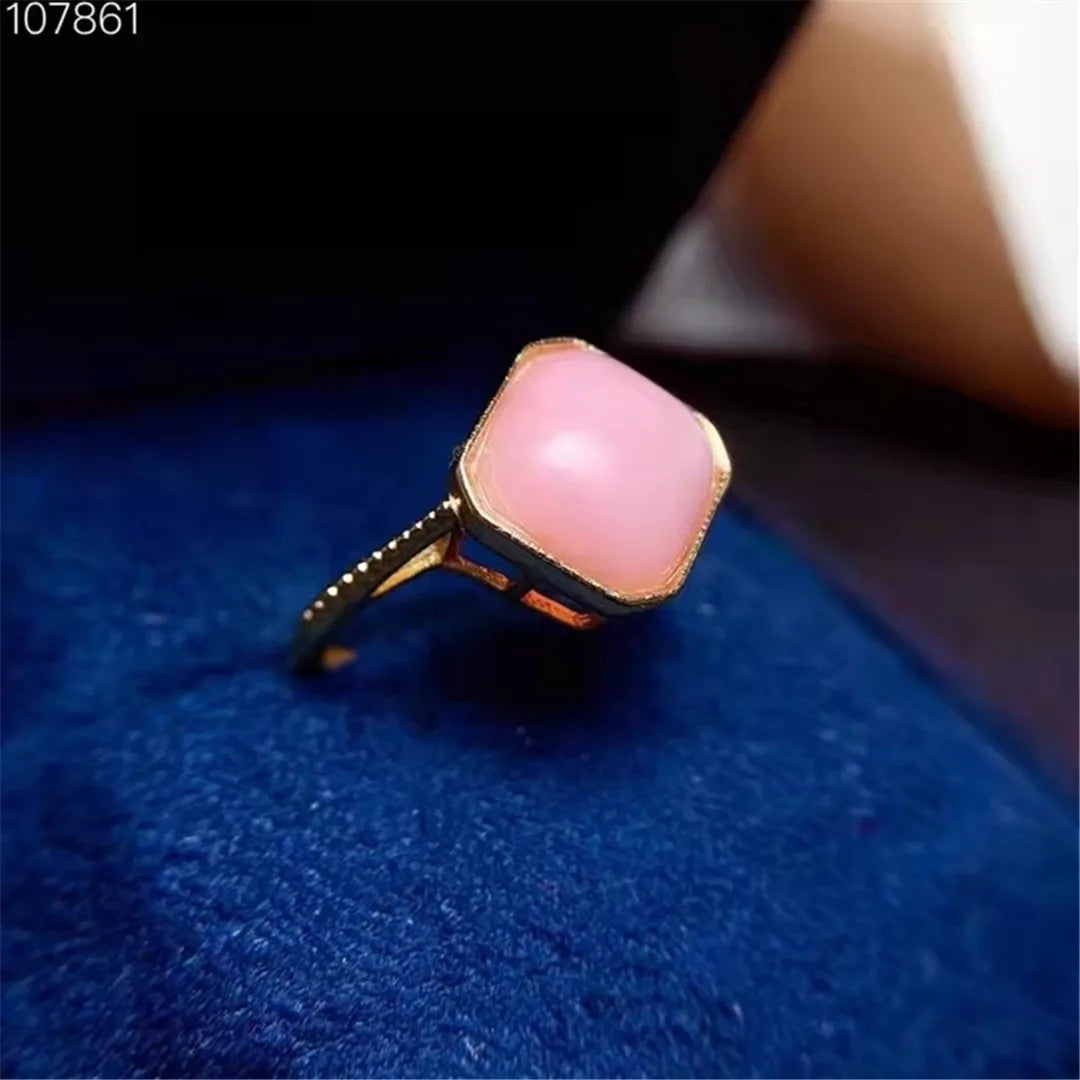 Natural Opal Gemstone Women's Ring Anillos Mujer Jewelry s925 Silver Inlay Adjustable Size Pink Girlfriend Christmas Gift